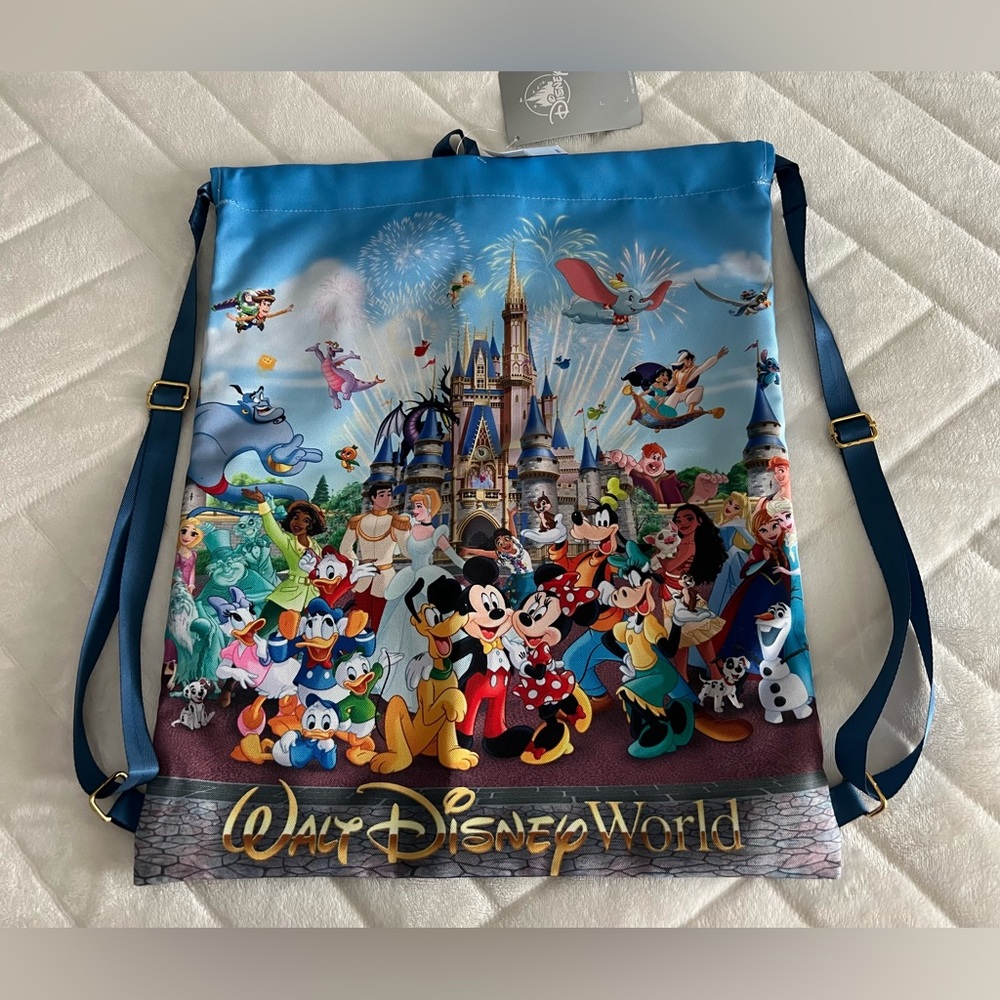 Disney Parks 2026 WDW Storybook Castle Collection Canvas Drawstring Bag New